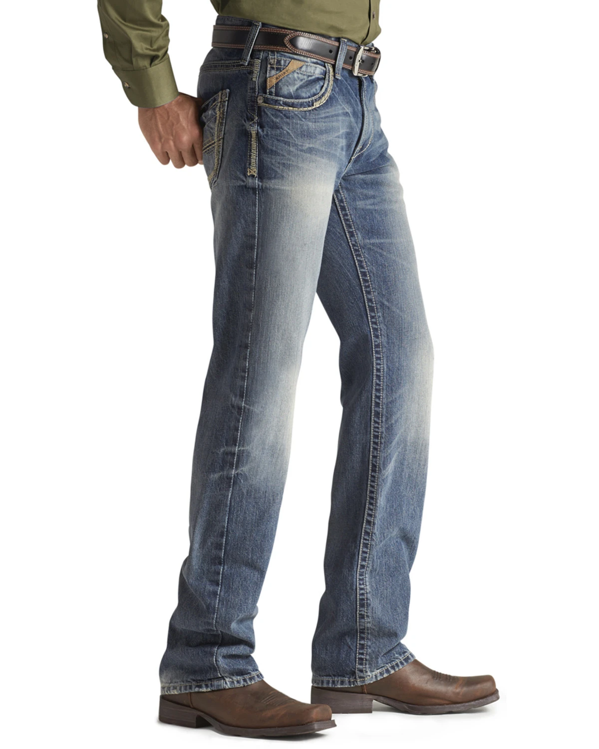 Ariat Men's M5 Ridgeline Medium Wash Slim Straight Jeans 2 Ariat Men's M5 Ridgeline Medium Wash Slim Straight Jeans - Image 2