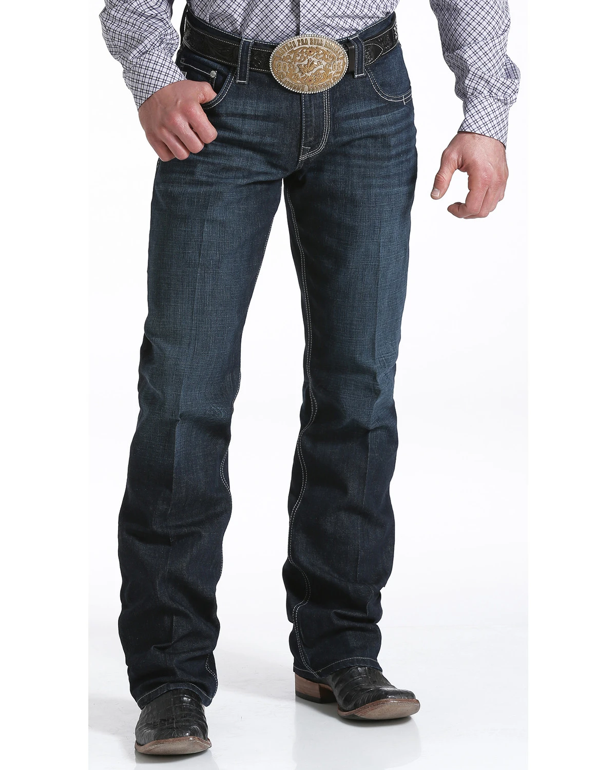 Cinch Men's Carter 2.4 Dark Wash Mid Rise Relaxed Bootcut Performance Jeans 3 Cinch Men's Carter 2.4 Dark Wash Mid Rise Relaxed Bootcut Performance Jeans - Image 3