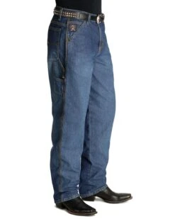 Cinch Men's Blue Vintage Label Utility Fit Tapered Loose Fit Jeans 5 Cinch Men's Blue Vintage Label Utility Fit Tapered Loose Fit Jeans -Little Wild Horse Shop 013530 L3 P2