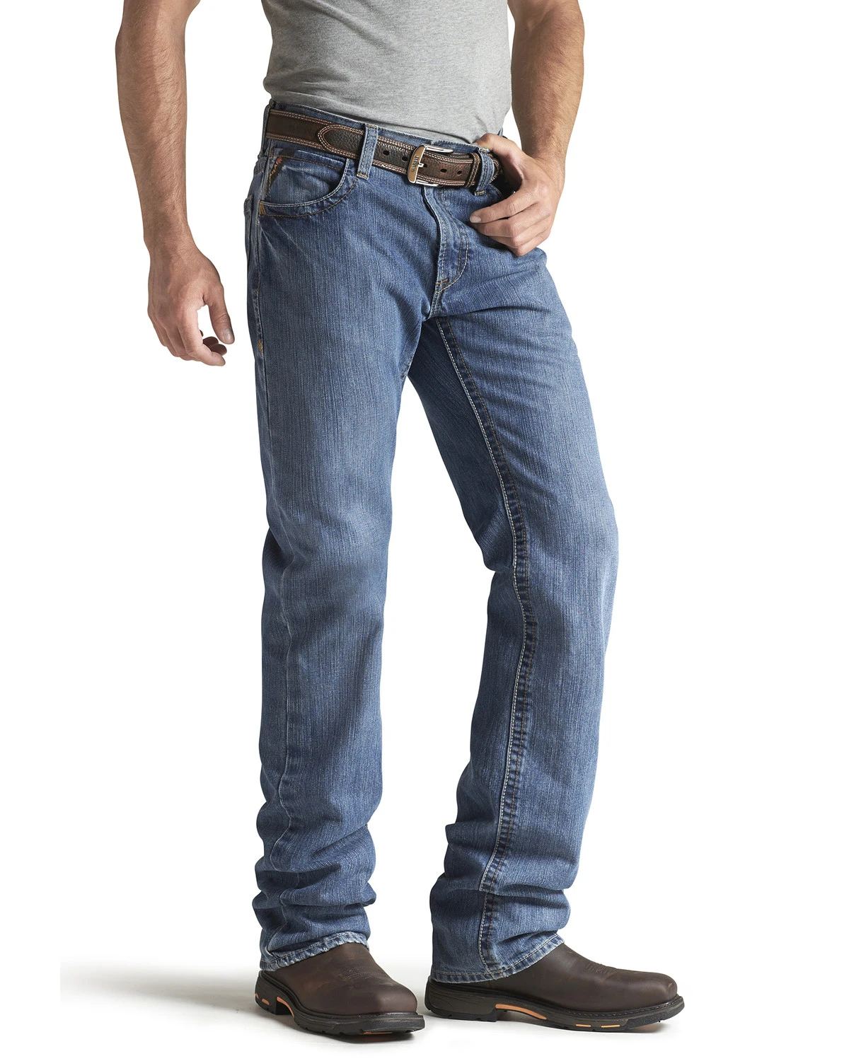 Ariat Men's FR M3 Medium Wash Loose Basic Stackable Straight Leg Jean 2 Ariat Men's FR M3 Medium Wash Loose Basic Stackable Straight Leg Jean - Image 2