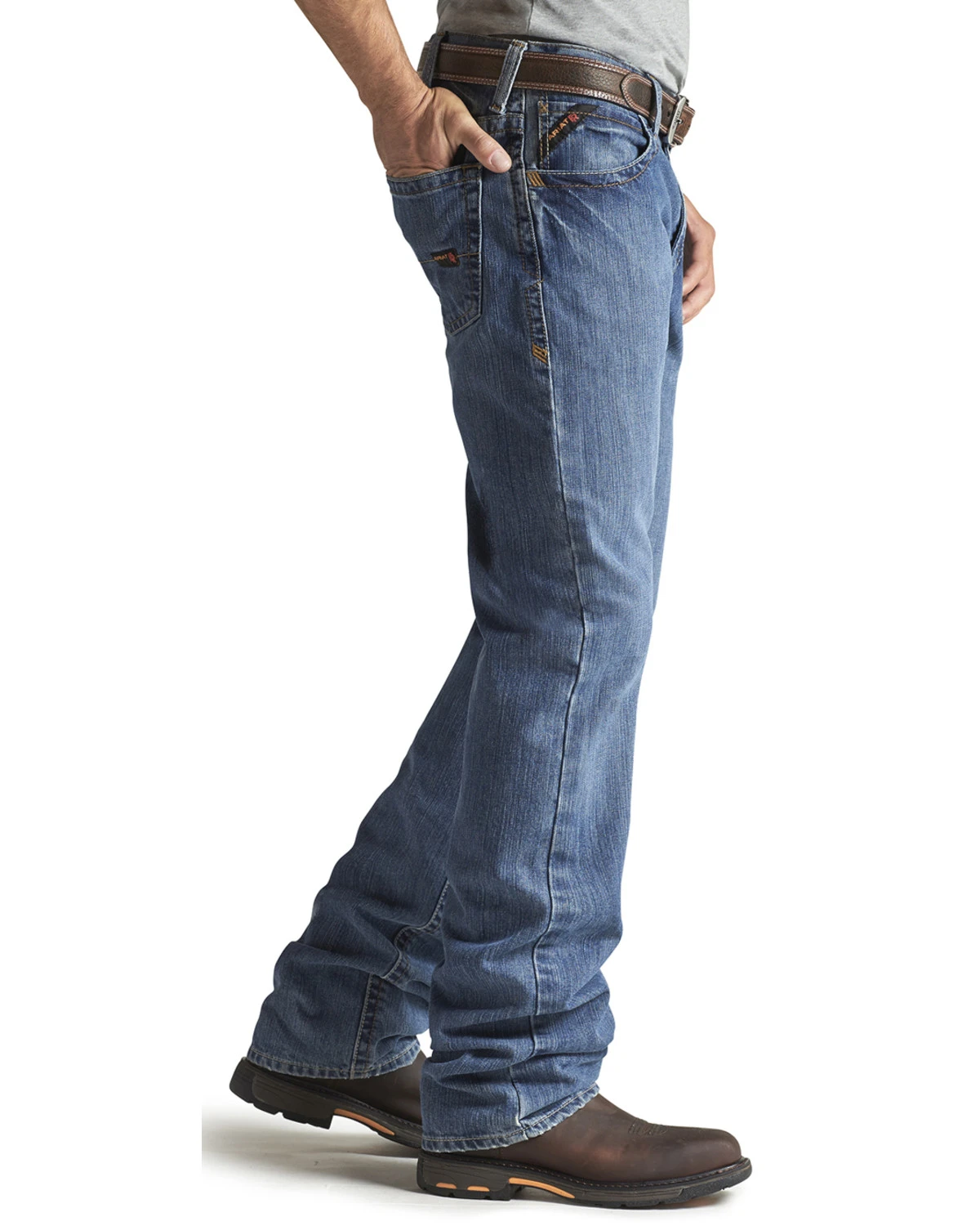 Ariat Men's FR M3 Medium Wash Loose Basic Stackable Straight Leg Jean 3 Ariat Men's FR M3 Medium Wash Loose Basic Stackable Straight Leg Jean - Image 3
