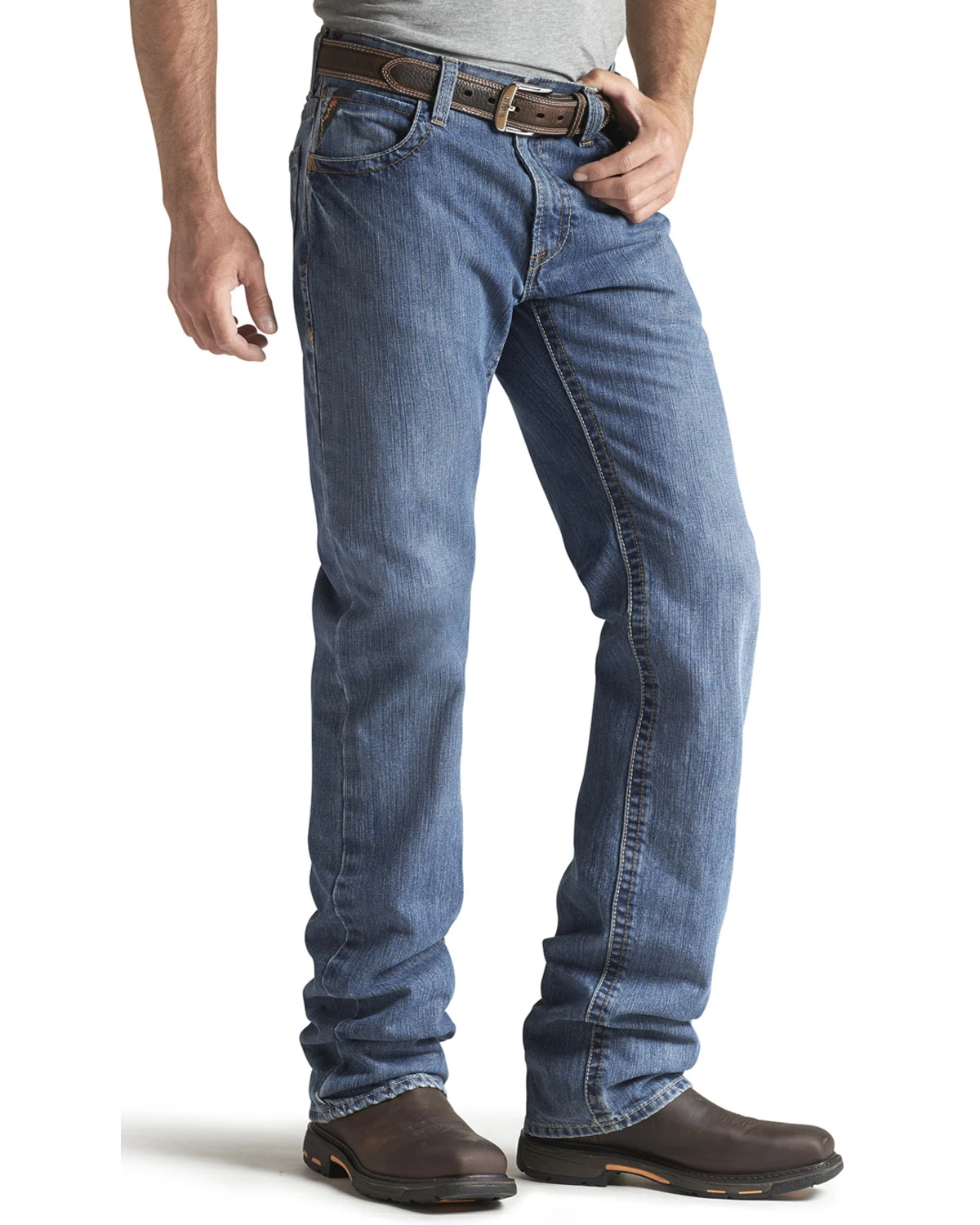 Ariat Men's FR M3 Medium Wash Loose Basic Stackable Straight Leg Jean 5 Ariat Men's FR M3 Medium Wash Loose Basic Stackable Straight Leg Jean - Image 5
