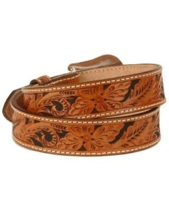 Tony Lama Men's Floral Tooled Leather Belt - Reg & Big -Little Wild Horse Shop 120153 22 P2