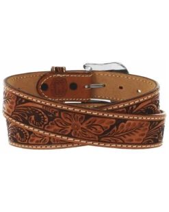 Tony Lama Men's Floral Tooled Leather Belt - Reg & Big -Little Wild Horse Shop 120153 7049 P2