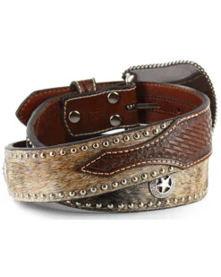 Nocona Men's Hair-On-Hide Star Concho Belt -Little Wild Horse Shop 1202N9 22 D2