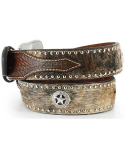 Nocona Men's Hair-On-Hide Star Concho Belt -Little Wild Horse Shop 1202N9 22 D3