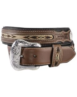 Nocona Ribbon Inlay Leather Belt - Reg & Big
