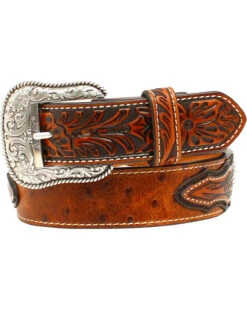 Ariat Men's Ostrich Print Circle Concho Belt
