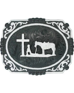 Montana Silversmiths Men's Gunmetal Christian Cowboy Buckle