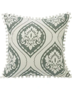 HiEnd Accents Graphic Print Pillow With Pom Trim