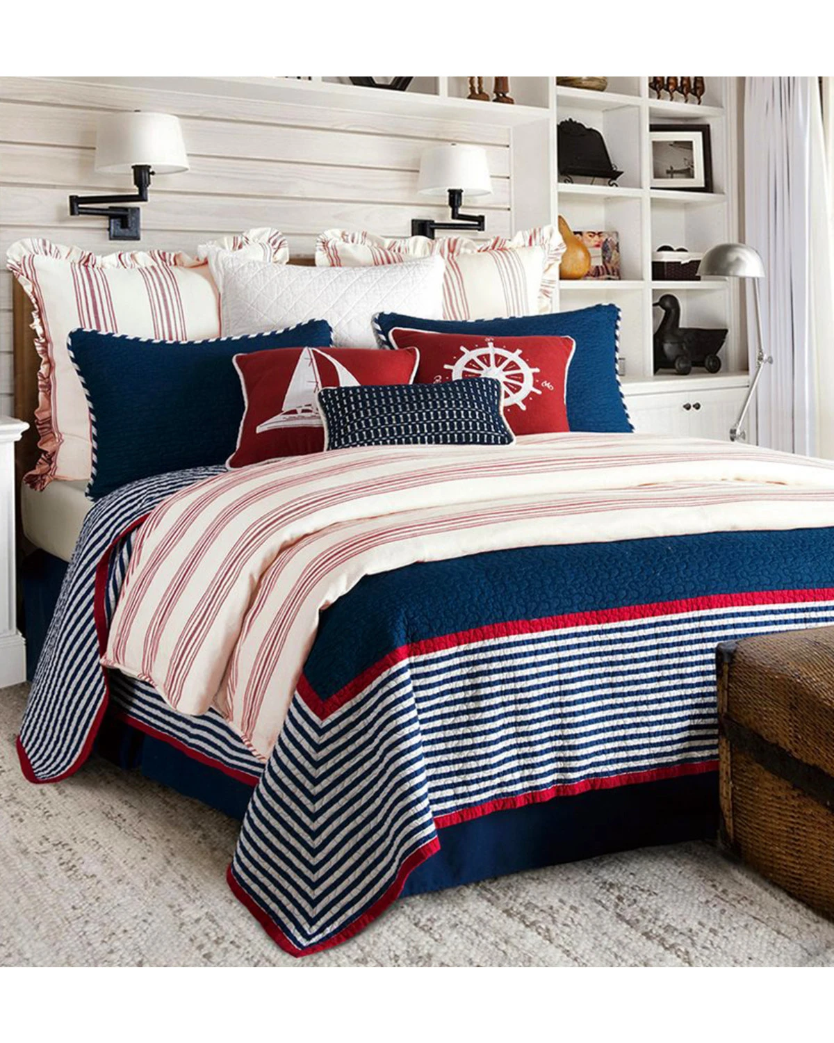 HiEnd Accents Navy Liberty 3-Piece Quilt Set - King 1 HiEnd Accents Navy Liberty 3-Piece Quilt Set - King
