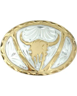 Western Express Men's Silver Steer Head Belt Buckle