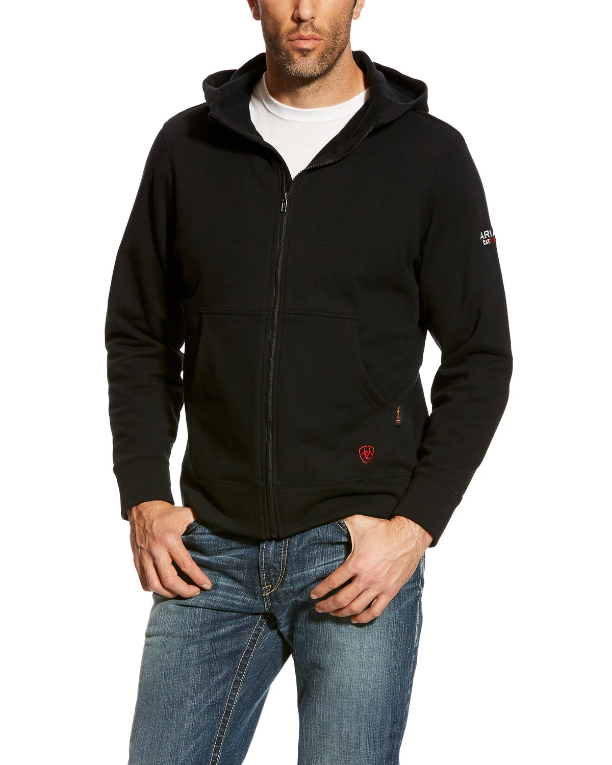 Ariat Men's Black FR Zip-Front Hooded Sweatshirt - Big 1 Ariat Men's Black FR Zip-Front Hooded Sweatshirt - Big