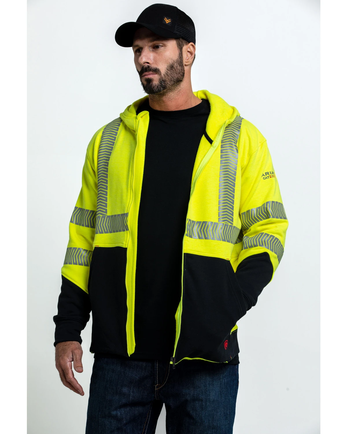 Ariat Men's FR Hi-Vis Full Zip Work Hooded Jacket 1 Ariat Men's FR Hi-Vis Full Zip Work Hooded Jacket