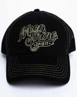 Moonshine Spirit Men's White On Black Logo Print Mesh Ball Cap -Little Wild Horse Shop 2000291209 001 P4