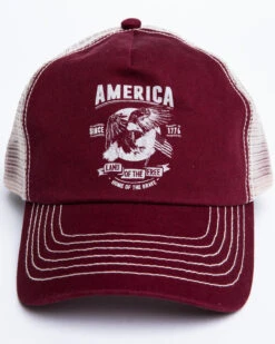 Cody James Men's Burgundy America Free Patch Mesh Ball Cap -Little Wild Horse Shop 2000296730 640 P4