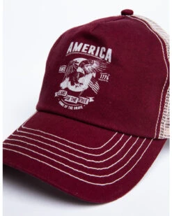Cody James Men's Burgundy America Free Patch Mesh Ball Cap -Little Wild Horse Shop 2000296730 640 P6