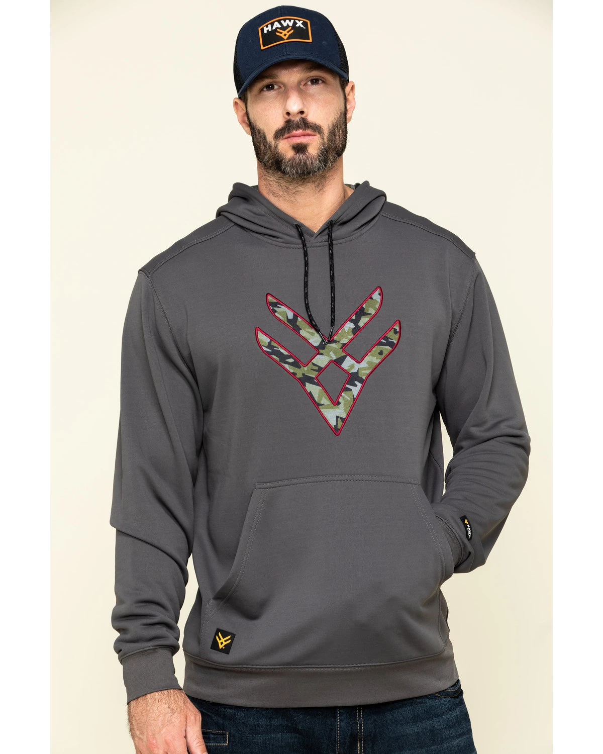 Hawx Men's Gray Tech Logo Hooded Work Sweatshirt - Tall 1 Hawx Men's Gray Tech Logo Hooded Work Sweatshirt - Tall