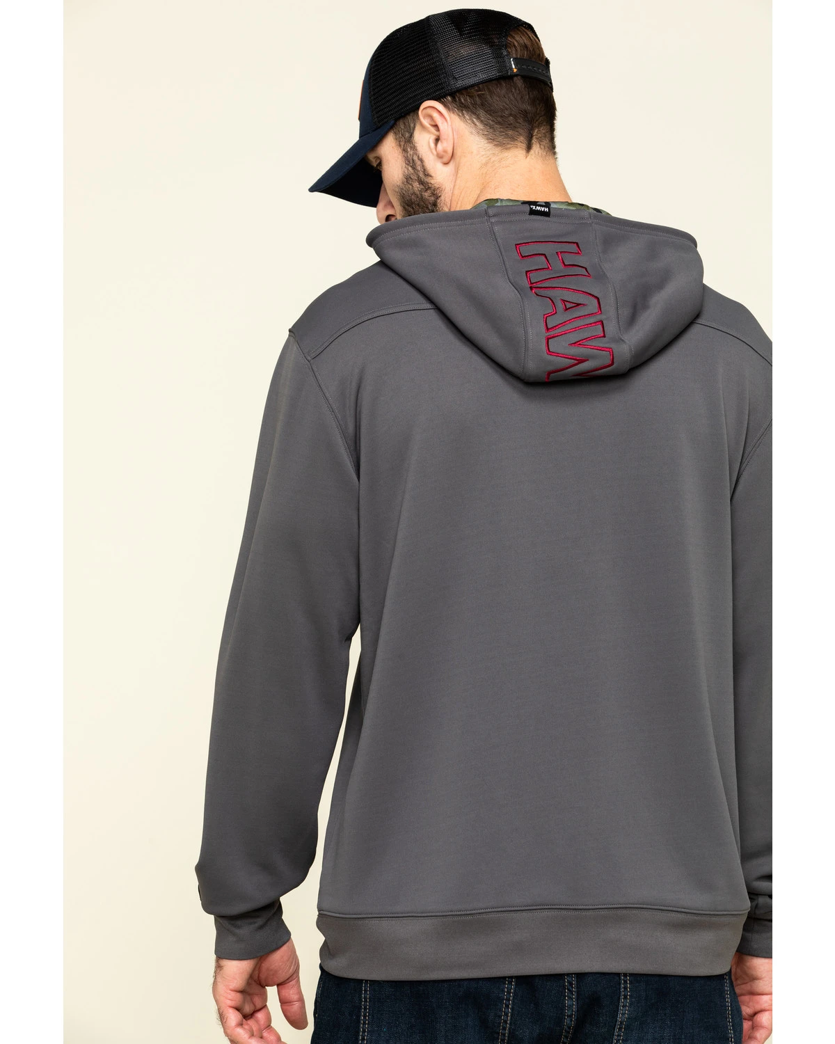 Hawx Men's Gray Tech Logo Hooded Work Sweatshirt - Tall 2 Hawx Men's Gray Tech Logo Hooded Work Sweatshirt - Tall - Image 2