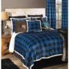 Carstens Home Wrangler Blue Lumberjack Buffalo Plaid Sherpa Fleece 4-Piece Bedding Set - Queen Size