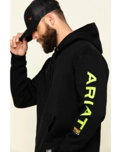 Ariat Men's Black/Lime Rebar Graphic Hooded Work Sweatshirt 9 Ariat Men's Black/Lime Rebar Graphic Hooded Work Sweatshirt -Little Wild Horse Shop 2000322151 001 P4