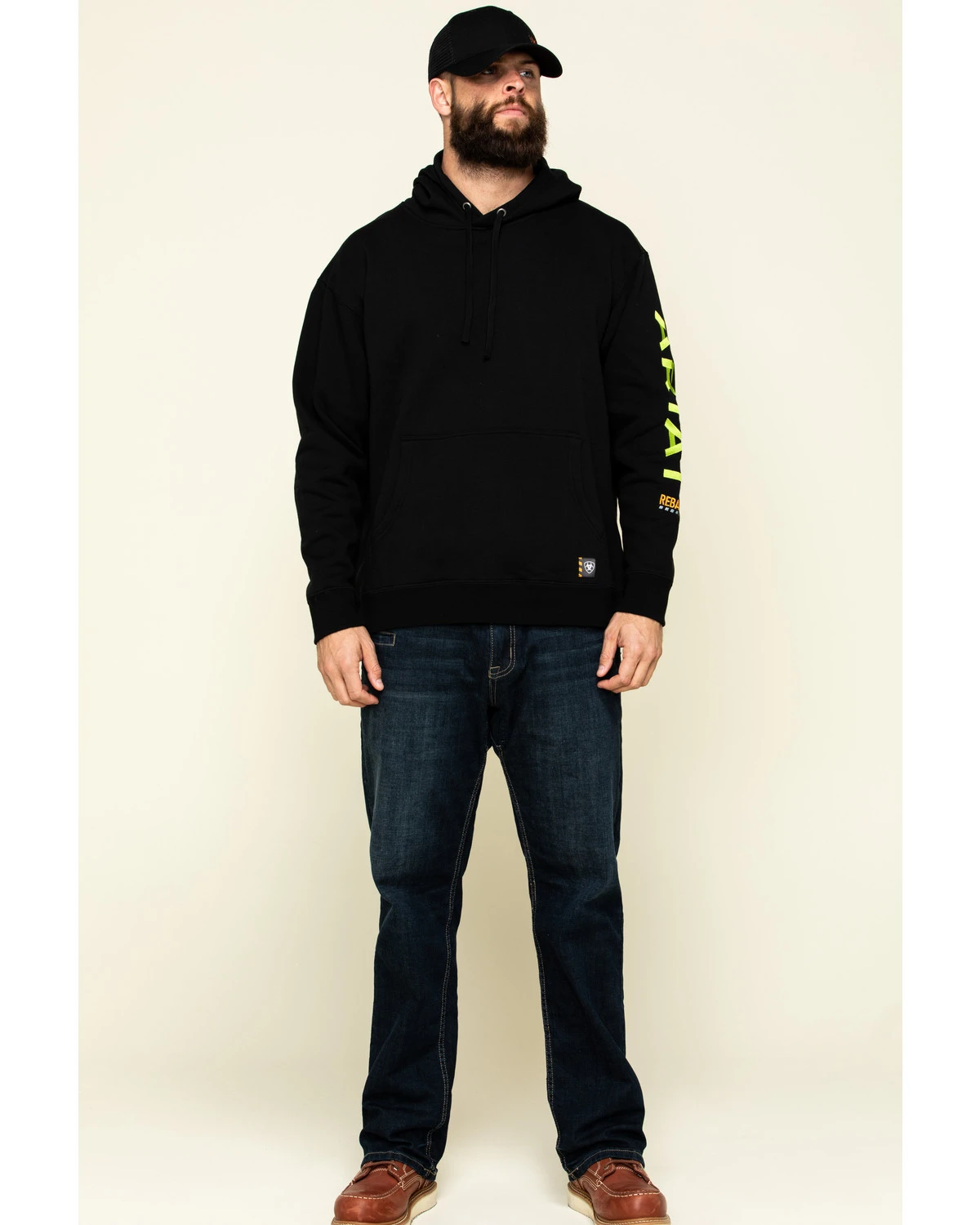 Ariat Men's Black/Lime Rebar Graphic Hooded Work Sweatshirt 6 Ariat Men's Black/Lime Rebar Graphic Hooded Work Sweatshirt - Image 6