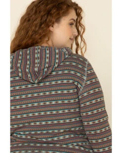 White Label By Panhandle Women's Southwestern Stripe Hoodie Tee - Plus -Little Wild Horse Shop 2000323355 900 P4