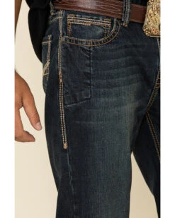 Rock & Roll Denim Men's Dark Reflex Double Barrel Relaxed Straight Jeans -Little Wild Horse Shop 2000323846 402 P5