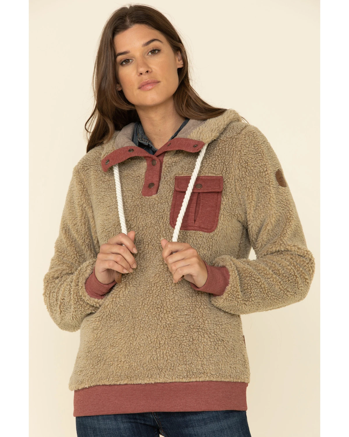 Wanakome Women's Fay Snap Neck Sherpa Hooded Pullover 1 Wanakome Women's Fay Snap Neck Sherpa Hooded Pullover
