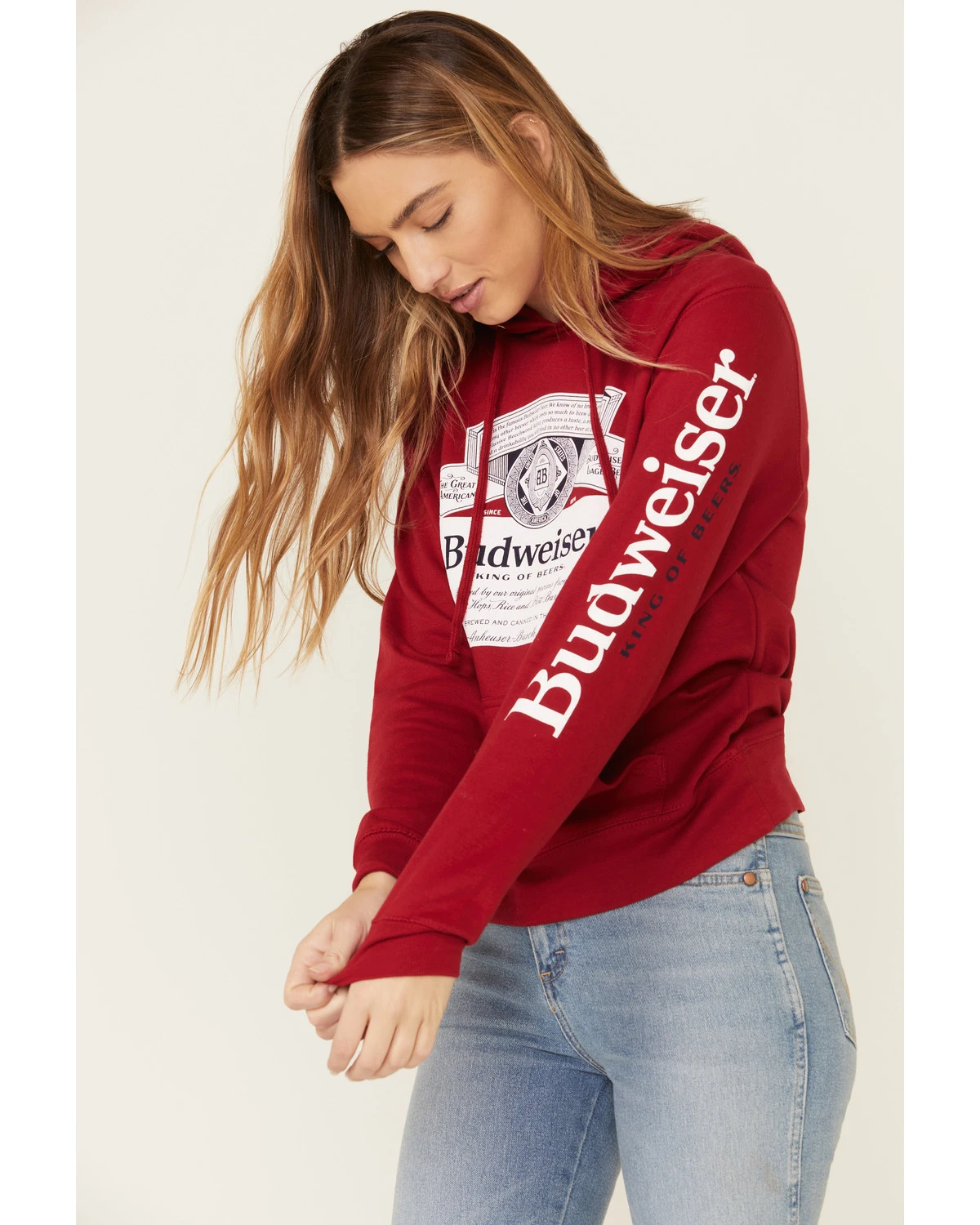 Brew City Beer Gear Women's Budweiser Graphic Hooded Sweatshirt 1 Brew City Beer Gear Women's Budweiser Graphic Hooded Sweatshirt