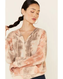 Wild Moss Women's Blushed Tie-Dye Zip Hooded Jacket -Little Wild Horse Shop 2000337634 681 P3