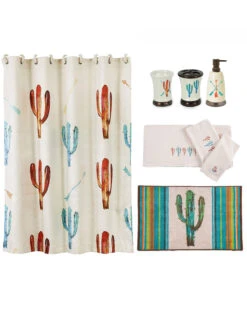 HiEnd Accents Cactus 8pc Bath Accessory & Cream Towel Set