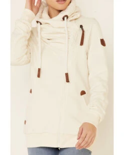 Wanakome Women's Oatmeal Hestia Asymmetrical Zip-Front Hoodie -Little Wild Horse Shop 2000340617 104 P3