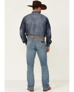 Wrangler Retro Premium Men's Eagleton Light Wash Stretch Slim Bootcut Jeans -Little Wild Horse Shop 2000342288 400 P3
