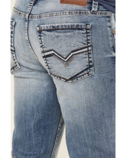 Moonshine Spirit Men's Grant Medium Wash Stretch Slim Straight Jeans -Little Wild Horse Shop 2000342634 400 P3