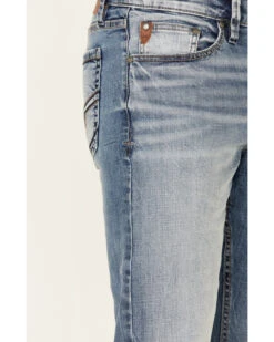 Moonshine Spirit Men's Grant Medium Wash Stretch Slim Straight Jeans -Little Wild Horse Shop 2000342634 400 P4