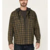 Hawx Men's Plaid Print Robertson Long Sleeve Button Down Hooded Work Flannel Shirt