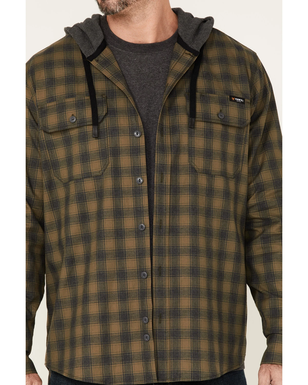 Hawx Men's Plaid Print Robertson Long Sleeve Button Down Hooded Work Flannel Shirt 3 Hawx Men's Plaid Print Robertson Long Sleeve Button Down Hooded Work Flannel Shirt - Image 3