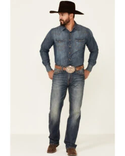 Rock & Roll Denim Men's Double Barrel Dark Vintage Wash Stretch Relaxed Straight Jeans