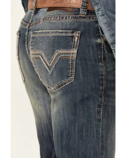 Rock & Roll Denim Men's Double Barrel Dark Vintage Wash Stretch Relaxed Straight Jeans -Little Wild Horse Shop 2000345007 400 P4