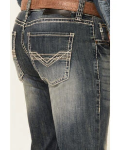Rock & Roll Denim Men's Pistol Medium Vintage Stretch Regular Straight Jeans -Little Wild Horse Shop 2000345202 400 P4