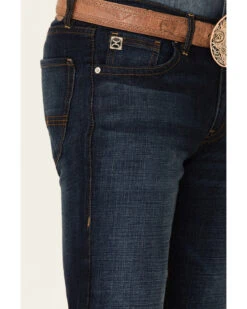 Rock & Roll Denim Men's Hooey Dark Wash Reflex Revolver Slim Straight Jeans -Little Wild Horse Shop 2000345206 400 P4