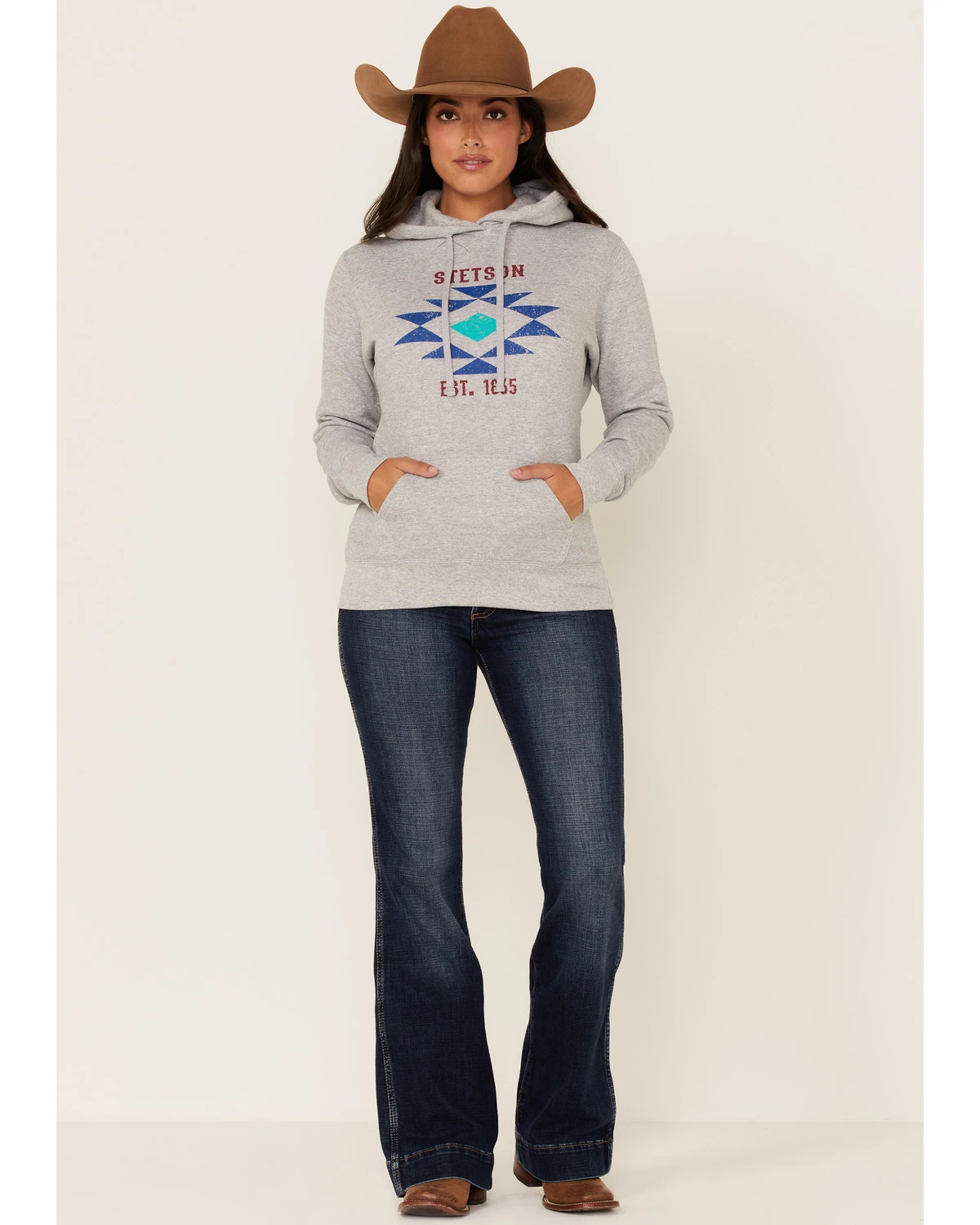 Stetson Women's Southwestern Logo Fleece Pullover Hoodie 2 Stetson Women's Southwestern Logo Fleece Pullover Hoodie - Image 2