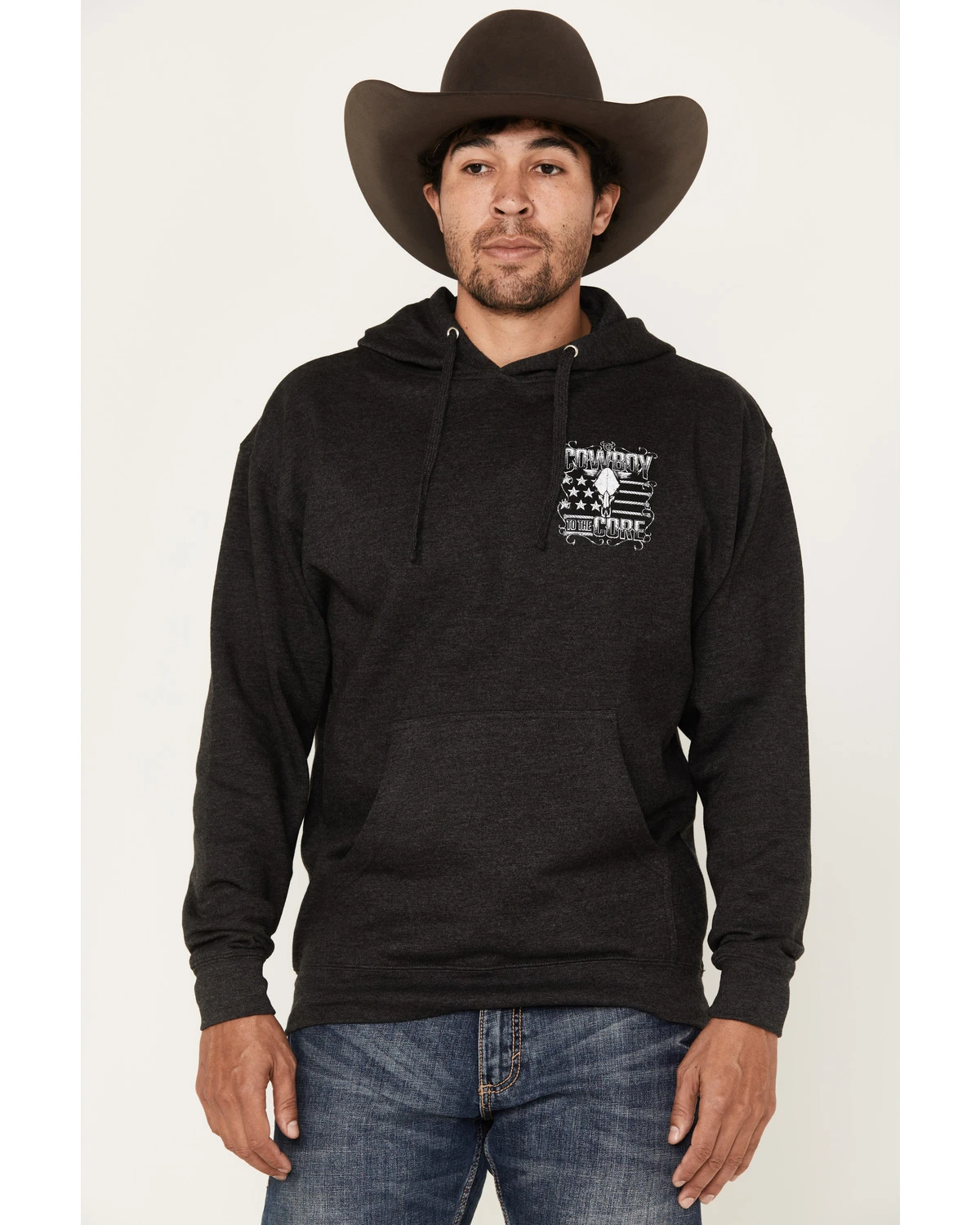 Cowboy Hardware Men's Gray To The Core Graphic Hooded Sweatshirt 1 Cowboy Hardware Men's Gray To The Core Graphic Hooded Sweatshirt