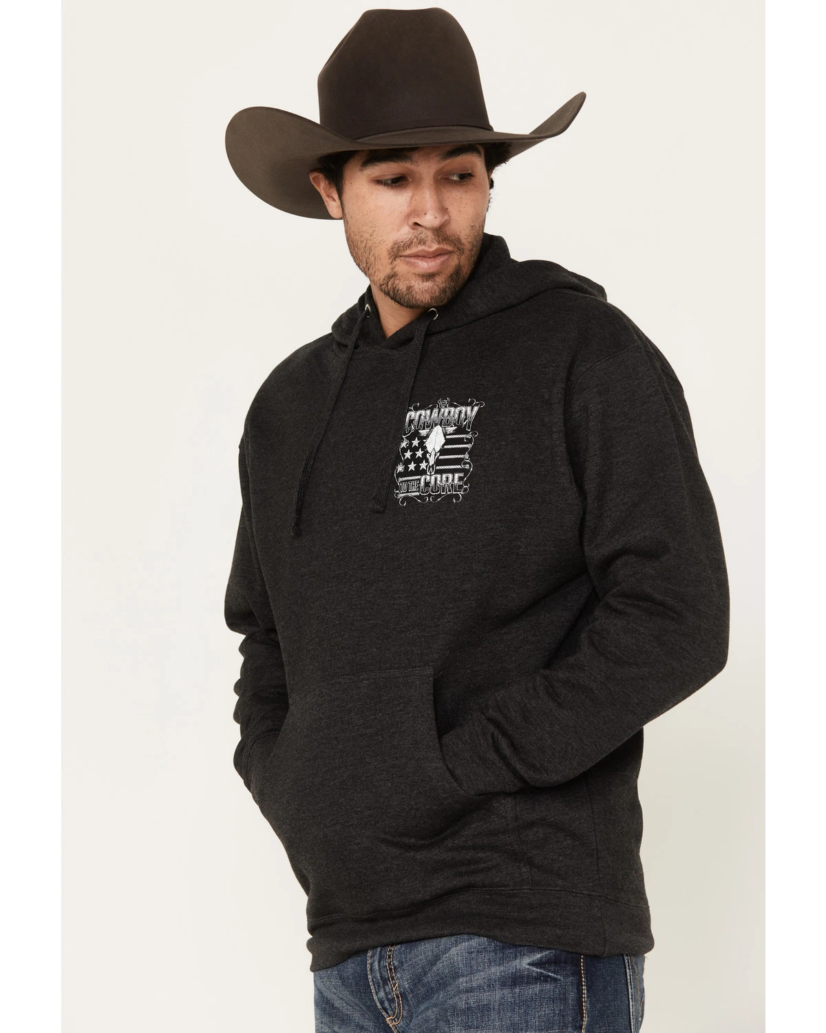 Cowboy Hardware Men's Gray To The Core Graphic Hooded Sweatshirt 2 Cowboy Hardware Men's Gray To The Core Graphic Hooded Sweatshirt - Image 2