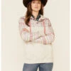 HOOey Women's Southwestern Print Button Down Hooded Pullover