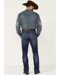 Wrangler Retro Men's Coast Dark Wash Stretch Slim Bootcut Jeans - Long -Little Wild Horse Shop 2000346854 400 P3