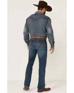 Wrangler Retro Men's Hereford Medium Wash Stretch Slim Straight Jeans -Little Wild Horse Shop 2000346855 400 P3