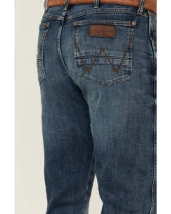 Wrangler Retro Men's Hereford Medium Wash Stretch Slim Straight Jeans -Little Wild Horse Shop 2000346855 400 P4