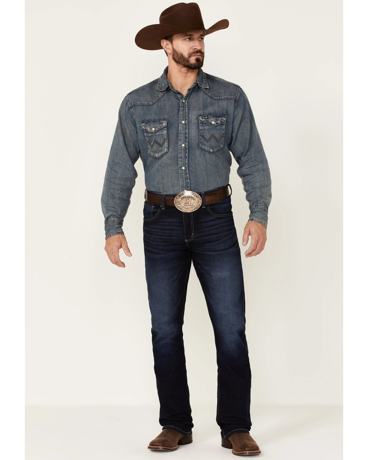 Wrangler 20X Men's Azure Vintage Dark Wash Stretch Slim Bootcut Jeans - Long 1 Wrangler 20X Men's Azure Vintage Dark Wash Stretch Slim Bootcut Jeans - Long